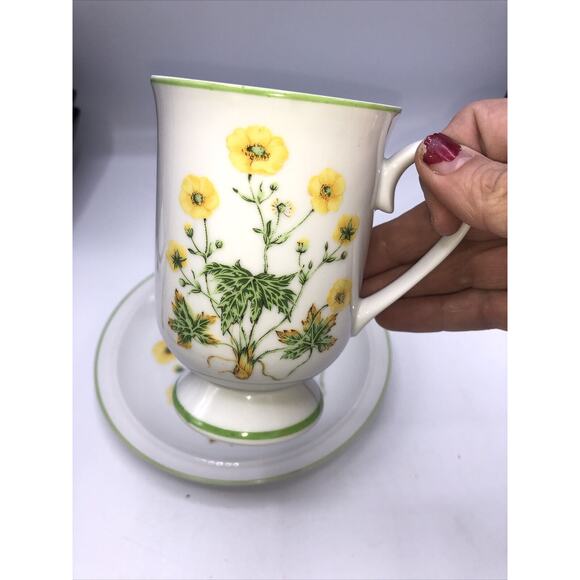 Royal Domino Porcelain Collection Footed Cup and Plate Sunrise Pattern - Picture 2 of 9